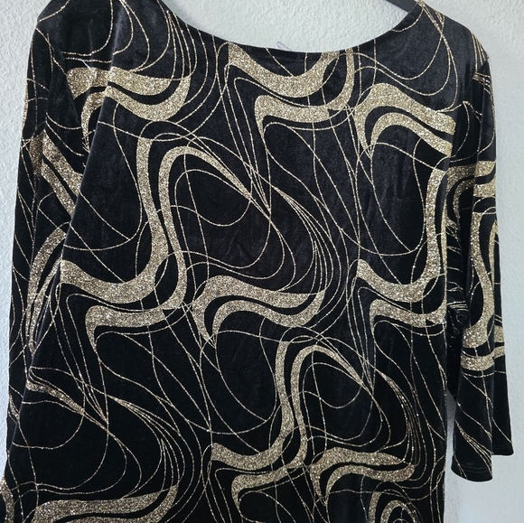 Vintage Dress 3X Women Gold Black Y2K Burnout Velvet Sheath Fairygrunge - Picture 12 of 13